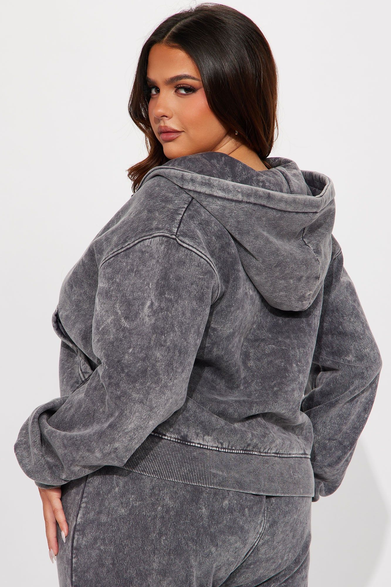 Good Vibes Washed Zip Front Hoodie - Grey/combo sold by Fashion Nova product image thumbnail 7