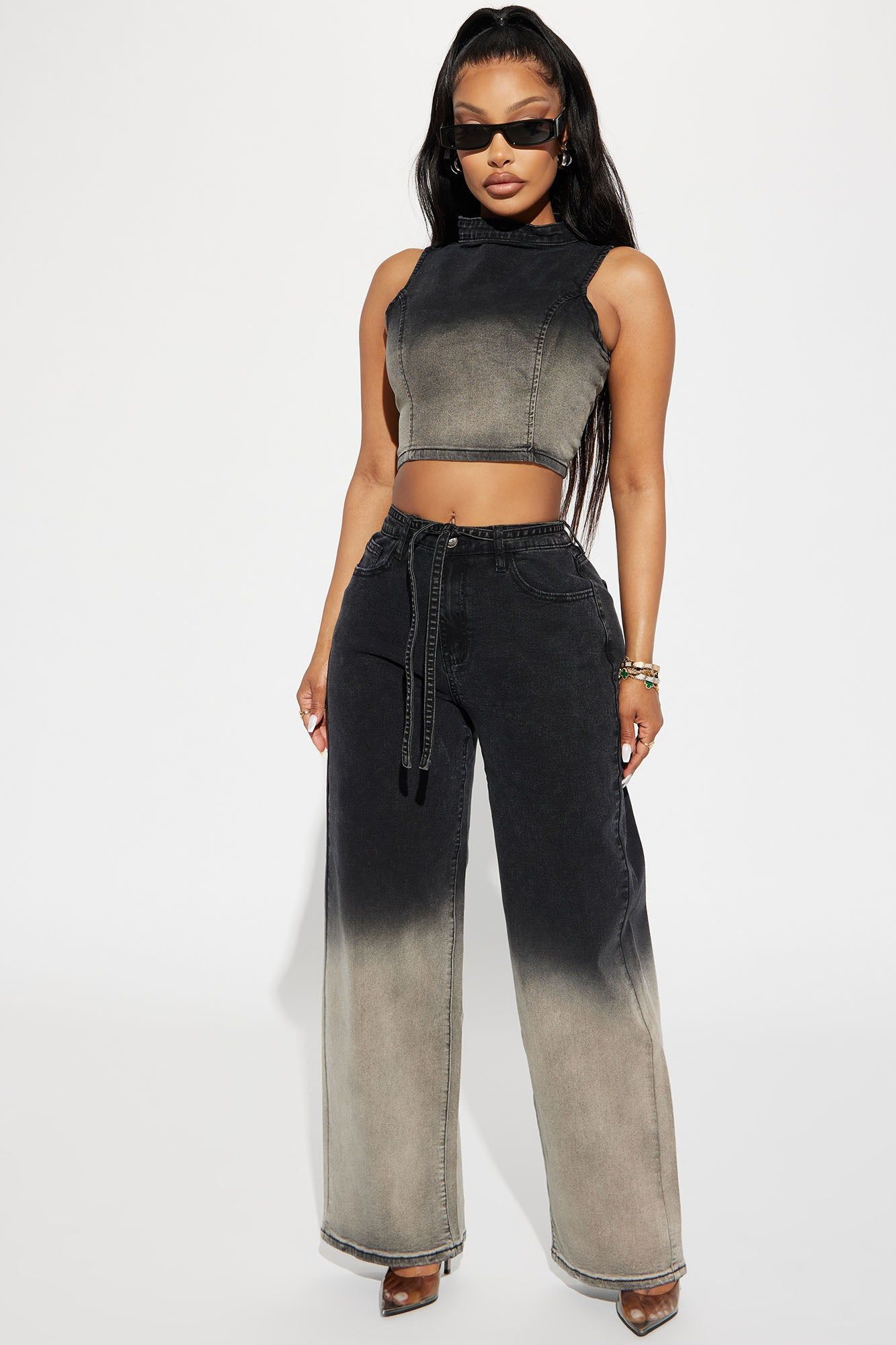 Match Made Denim Pant Set - Black/combo sold by Fashion Nova