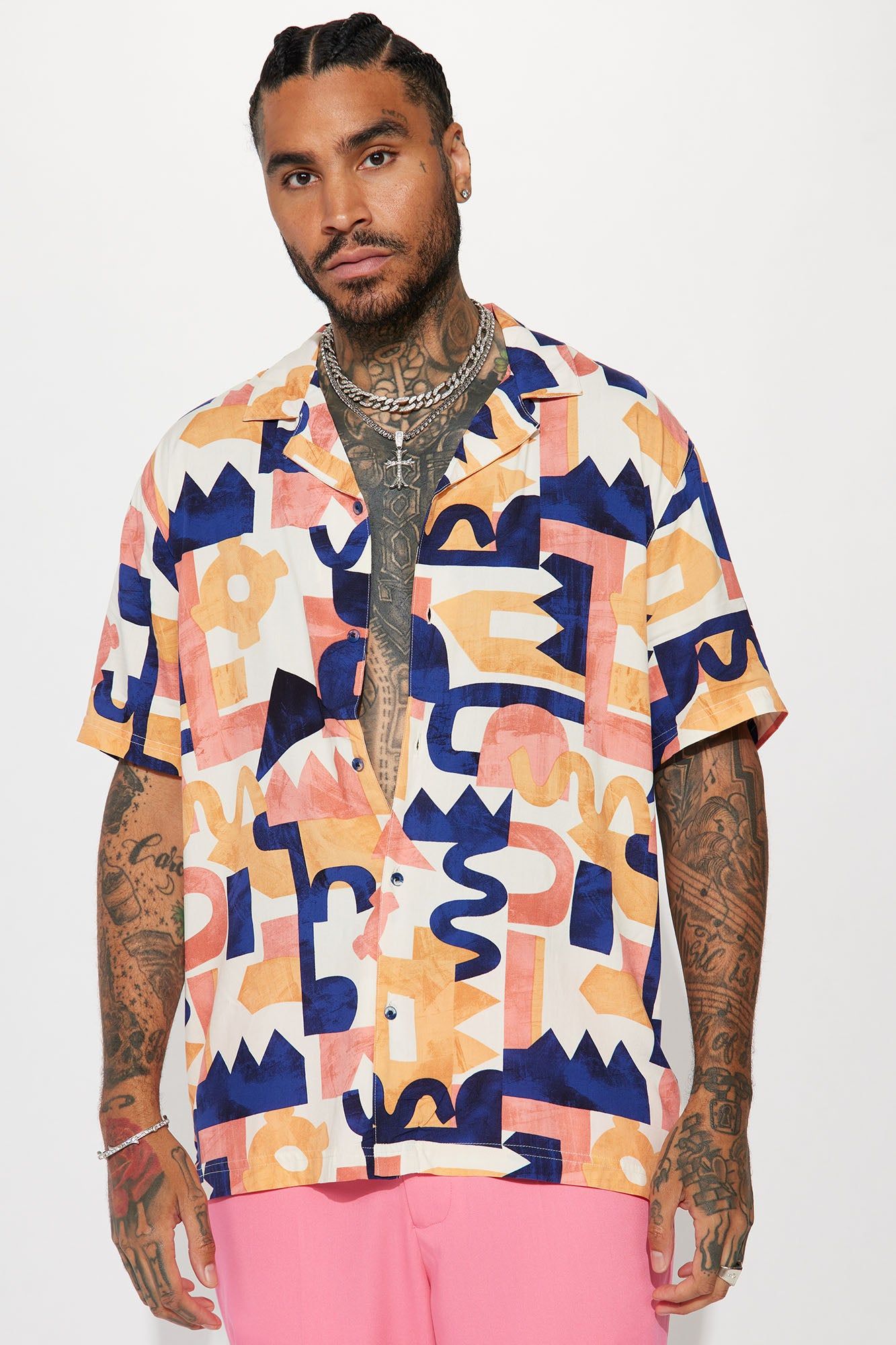 Stencil Like Button Up Shirt - Multi Color sold by Fashion Nova