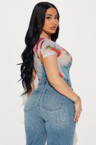 Ease Your Mind Short Sleeve Bodysuit - Multi Color sold by Fashion Nova