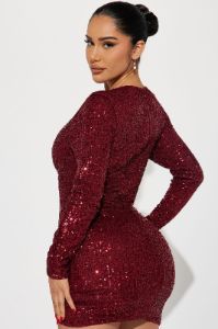 Elliana Sequin Mini Dress - Burgundy sold by Fashion Nova