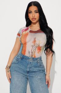 Ease Your Mind Short Sleeve Bodysuit - Multi Color sold by Fashion Nova