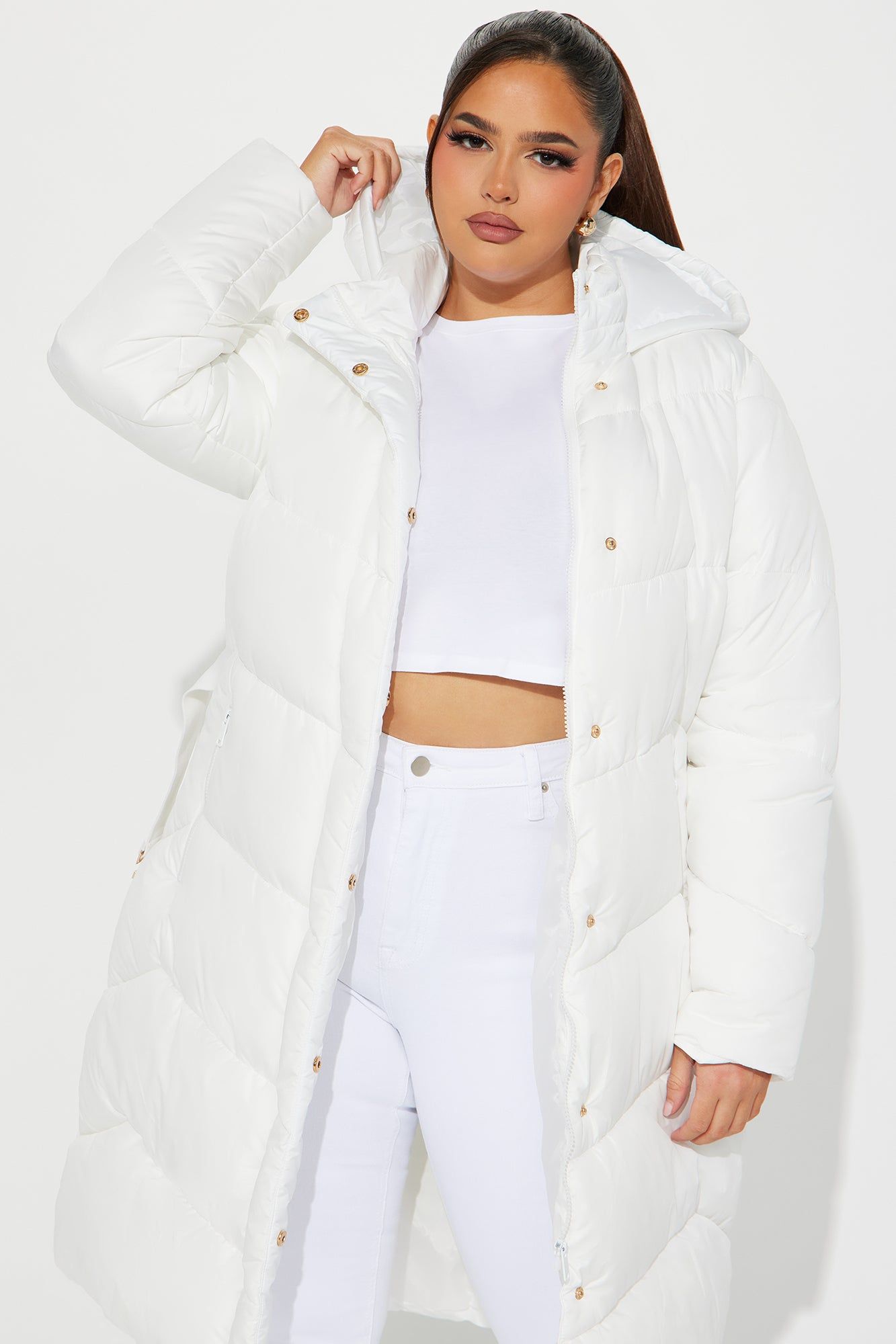 Snow Style Belted Puffer Jacket - White sold by Fashion Nova product image thumbnail 6