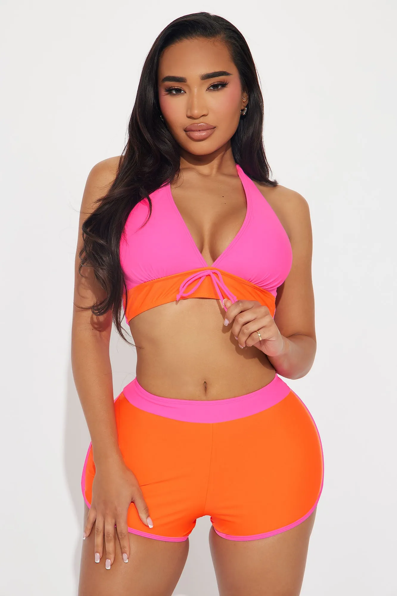 Carleta Boyshort 2 Piece Bikini - Pink/combo sold by Fashion Nova