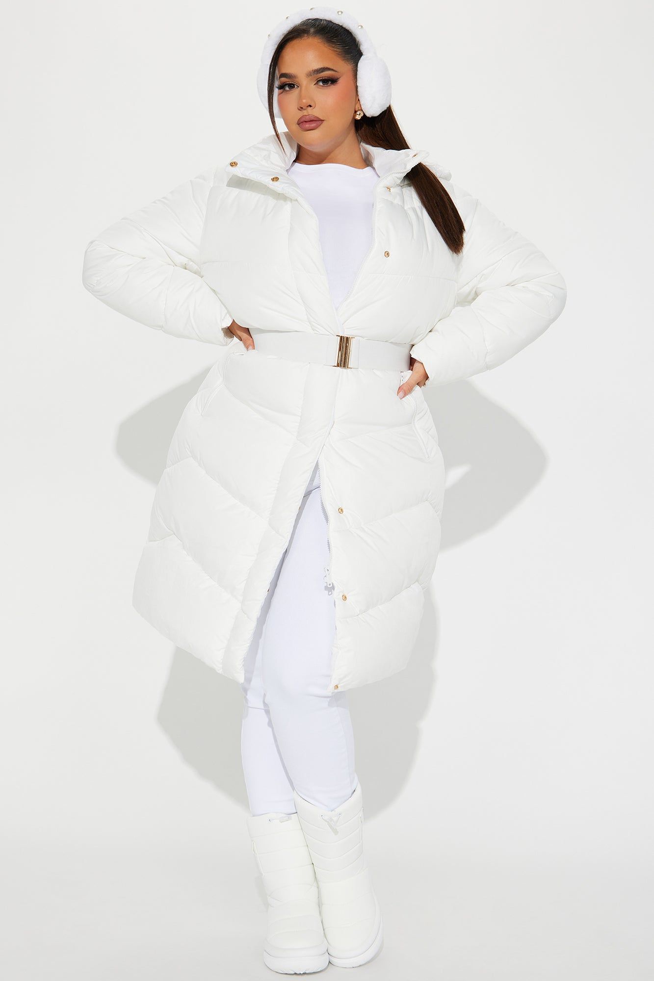 Snow Style Belted Puffer Jacket - White sold by Fashion Nova product image thumbnail 5