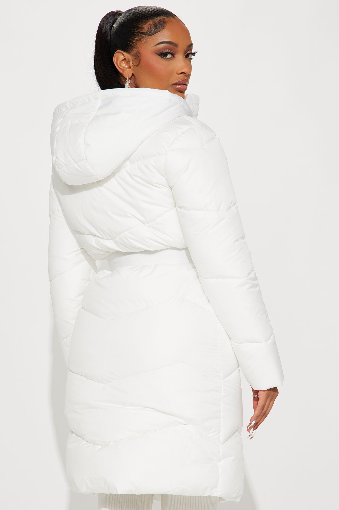 Snow Style Belted Puffer Jacket - White sold by Fashion Nova product image thumbnail 4