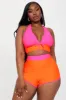 Carleta Boyshort 2 Piece Bikini - Pink/combo sold by Fashion Nova