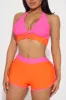 Carleta Boyshort 2 Piece Bikini - Pink/combo sold by Fashion Nova
