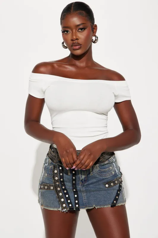 Lily Off Shoulder Short Sleeve Top - White sold by Fashion Nova