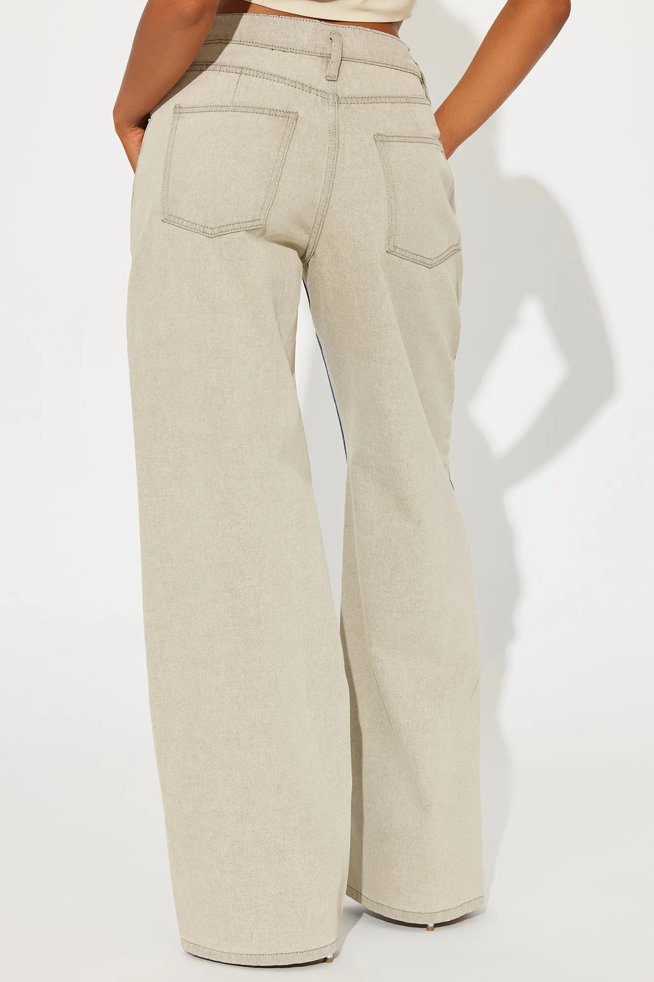 So Enticing Two Tone Ripped Straight Leg Jeans - Taupe/combo sold by Fashion Nova product image thumbnail 3