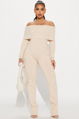 Amara Snatched Jumpsuit - Cream sold by Fashion Nova