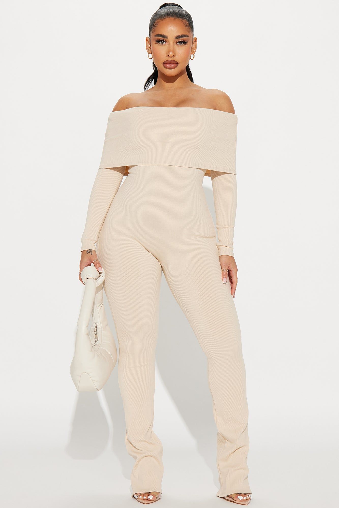 Amara Snatched Jumpsuit - Cream sold by Fashion Nova