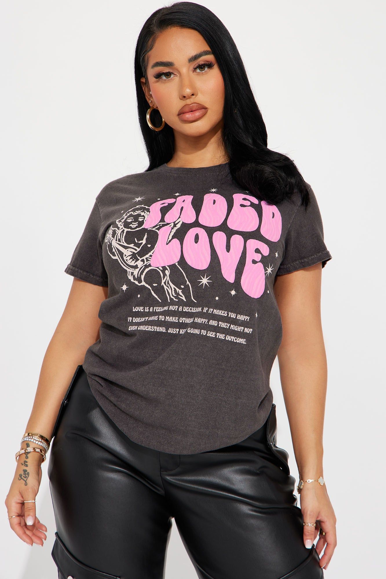 Faded Love Washed Graphic Tee - Charcoal sold by Fashion Nova