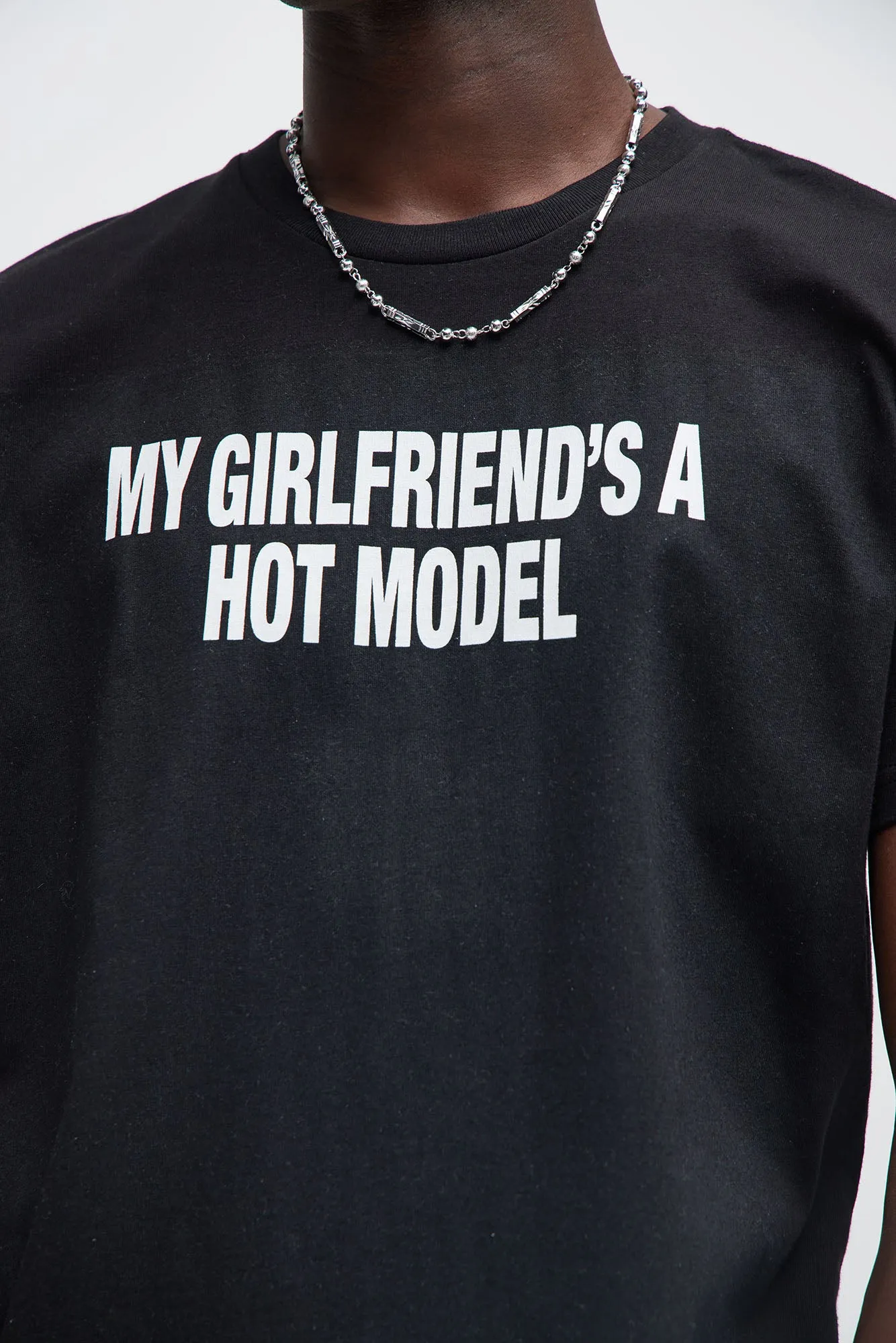 My Girlfriend's A Hot Model Short Sleeve Tee - Black sold by Fashion Nova product image thumbnail 2