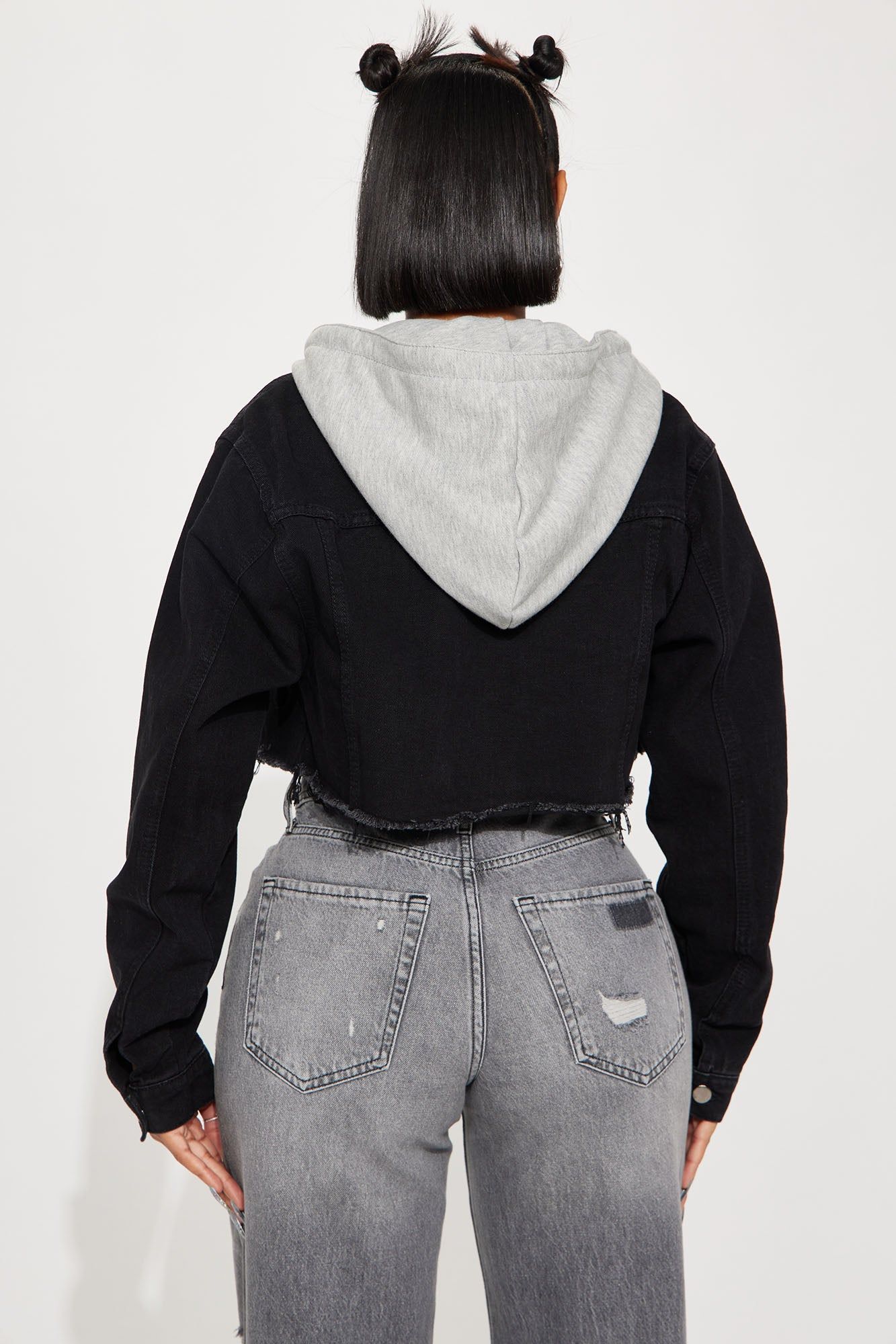 Myla Cropped Denim Jacket - Black sold by Fashion Nova product image thumbnail 3