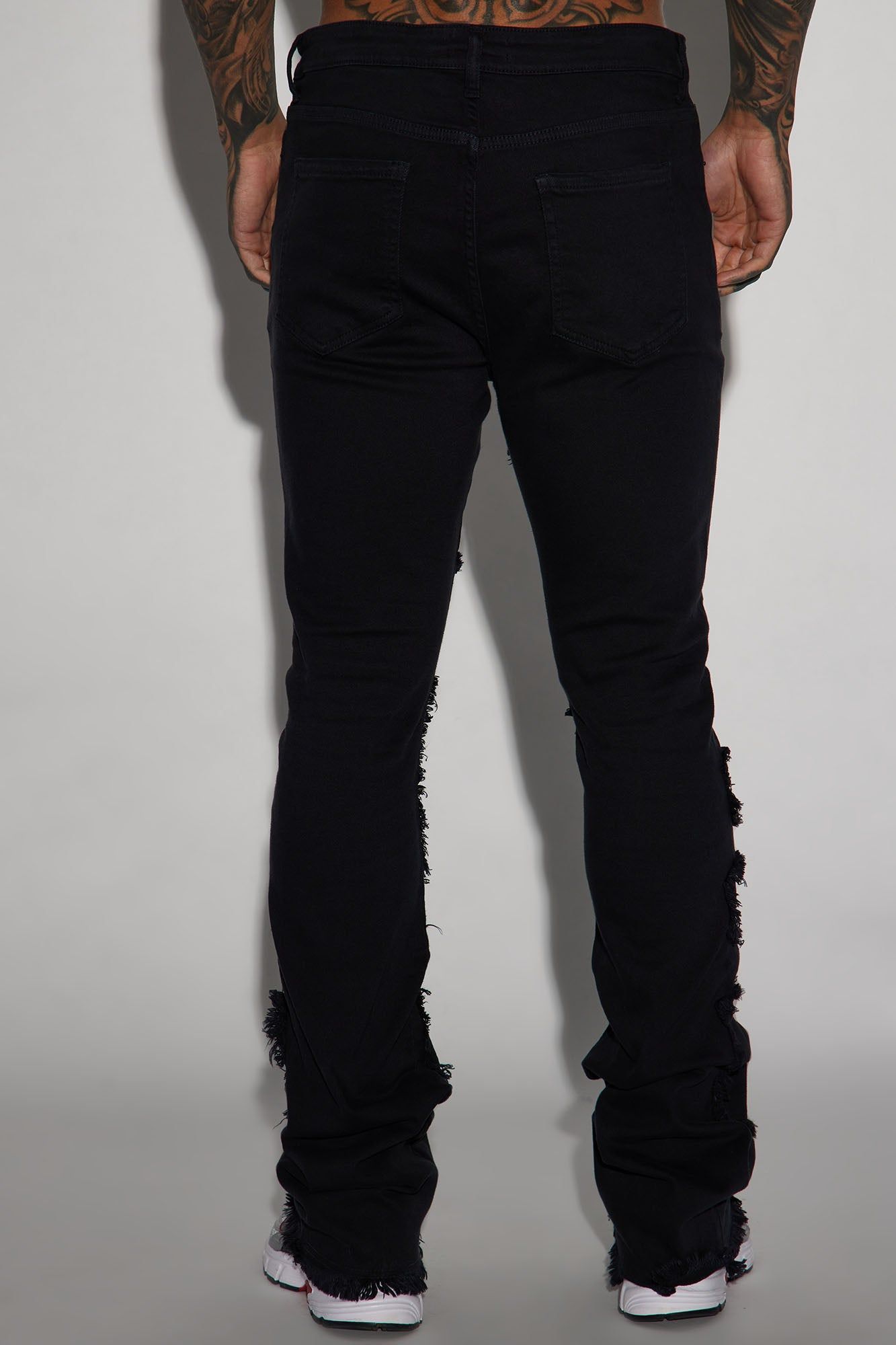 Fray Paneled Stacked Skinny Flared Pants - Black sold by Fashion Nova product image thumbnail 5