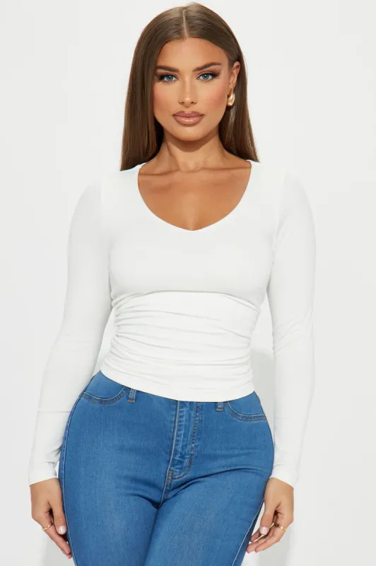 Cindy Long Sleeve Top - Off White sold by Fashion Nova