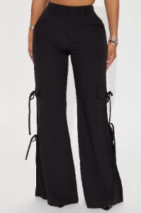 Just A Preview Wide Leg Trouser - Black sold by Fashion Nova