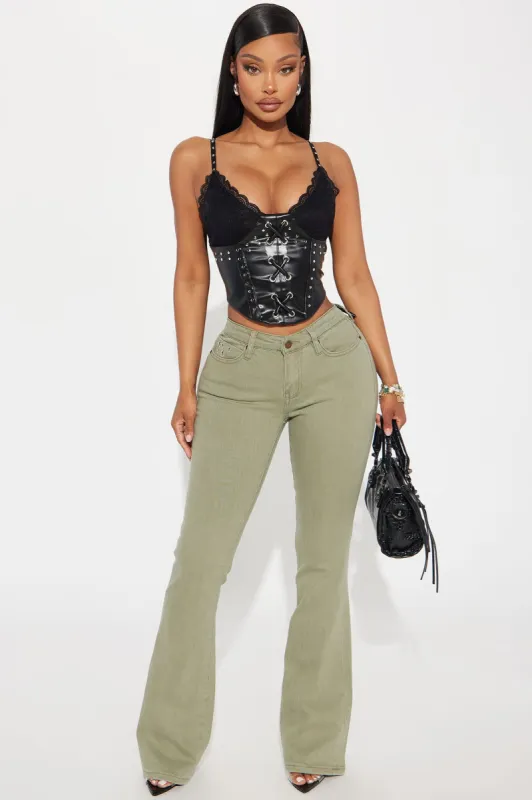 Tell Me Something Flare Pant - Olive sold by Fashion Nova