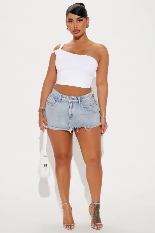 Eva Washed Denim Micro Mini Skirt - Light Wash sold by Fashion Nova