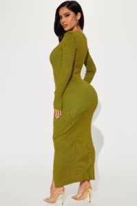 Audrie Ribbed Maxi Dress - Olive sold by Fashion Nova