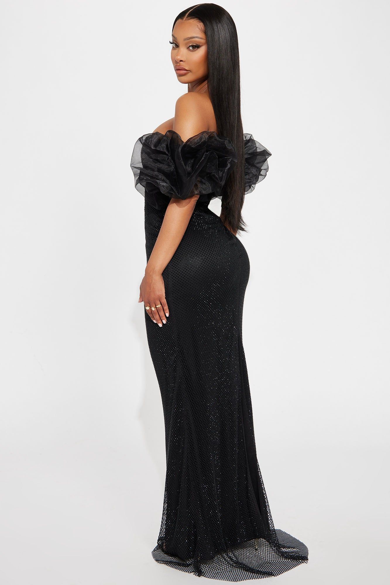 Iris Rhinestone Mesh Maxi Dress - Black sold by Fashion Nova product image thumbnail 3