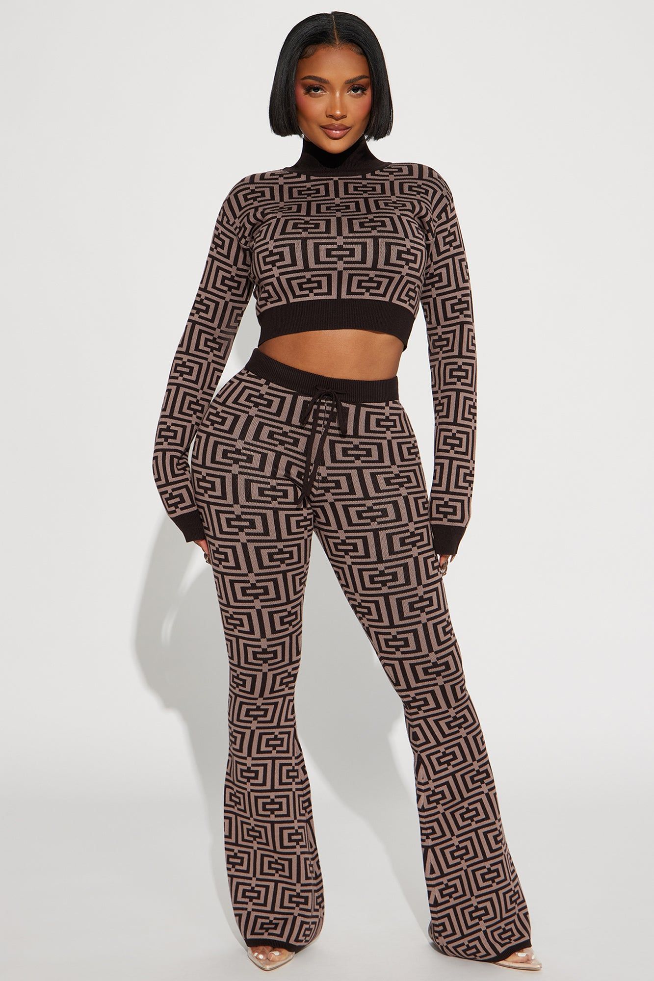 In A Spiral Sweater Pant Set - Brown sold by Fashion Nova