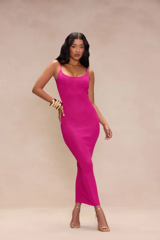 Adeline Glitter Maxi Dress - Magenta sold by Fashion Nova