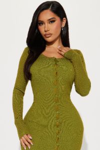 Audrie Ribbed Maxi Dress - Olive sold by Fashion Nova