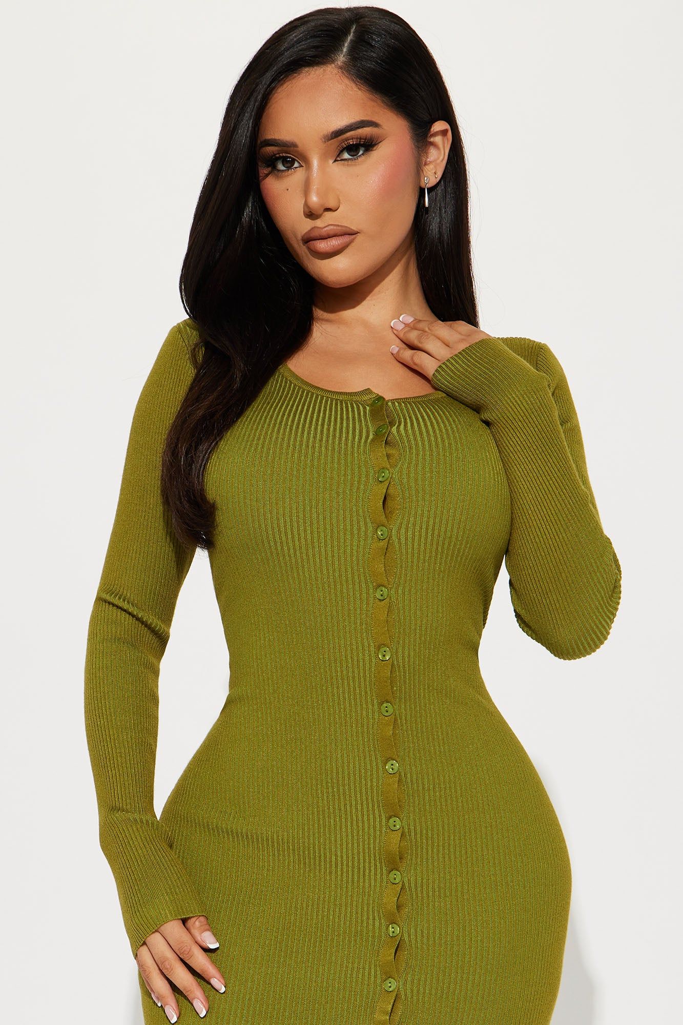 Audrie Ribbed Maxi Dress - Olive sold by Fashion Nova product image thumbnail 2