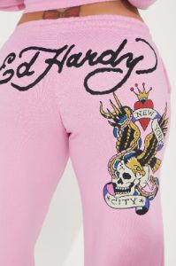 Ed Hardy New York Eagle Pant - Pink sold by Fashion Nova