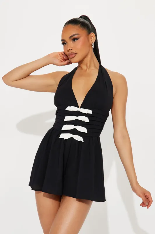 Too Blessed Romper - Black sold by Fashion Nova