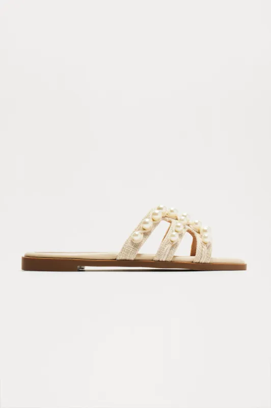 Tabitha Pearl Sandals - Nude sold by Fashion Nova