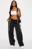 Street Vibe Wide Leg Jogger - Black/White sold by Fashion Nova
