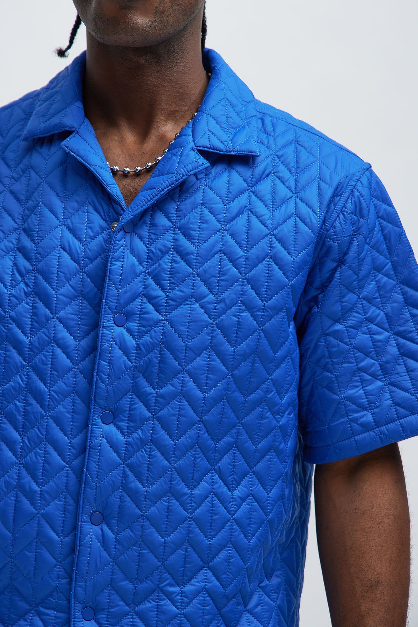 Oslo Quilted Nylon Shirt - Blue sold by Fashion Nova product image thumbnail 3