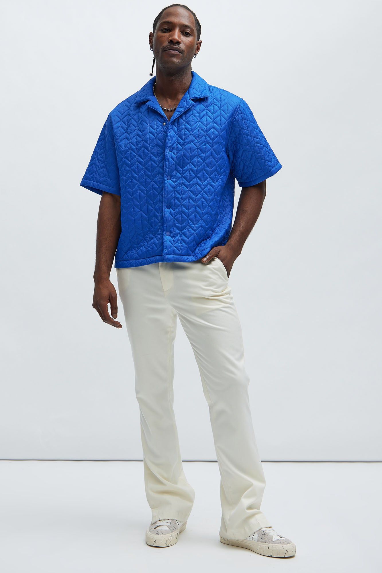 Oslo Quilted Nylon Shirt - Blue sold by Fashion Nova product image thumbnail 2