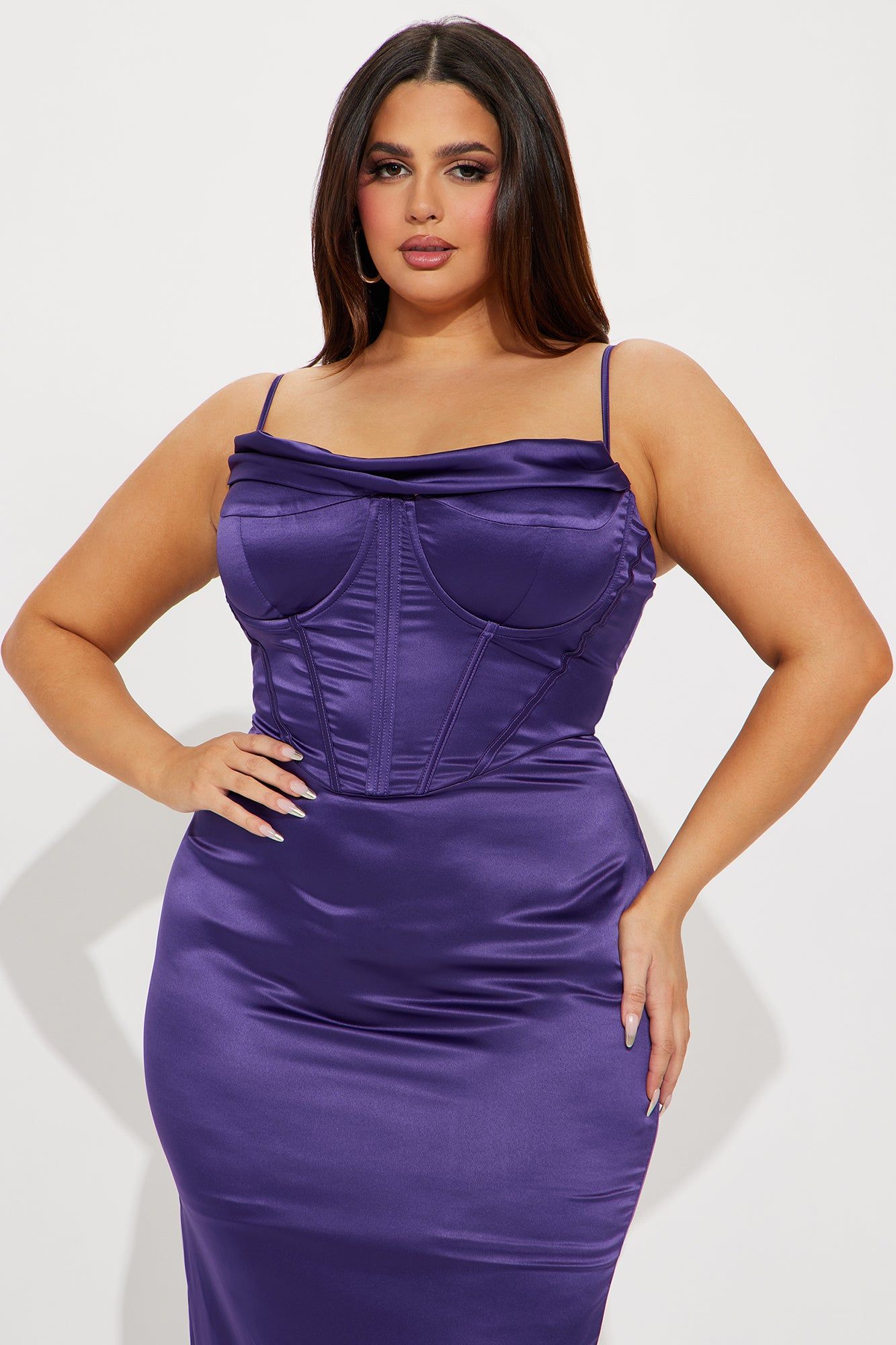 Violet Satin Gown - Purple sold by Fashion Nova product image thumbnail 5