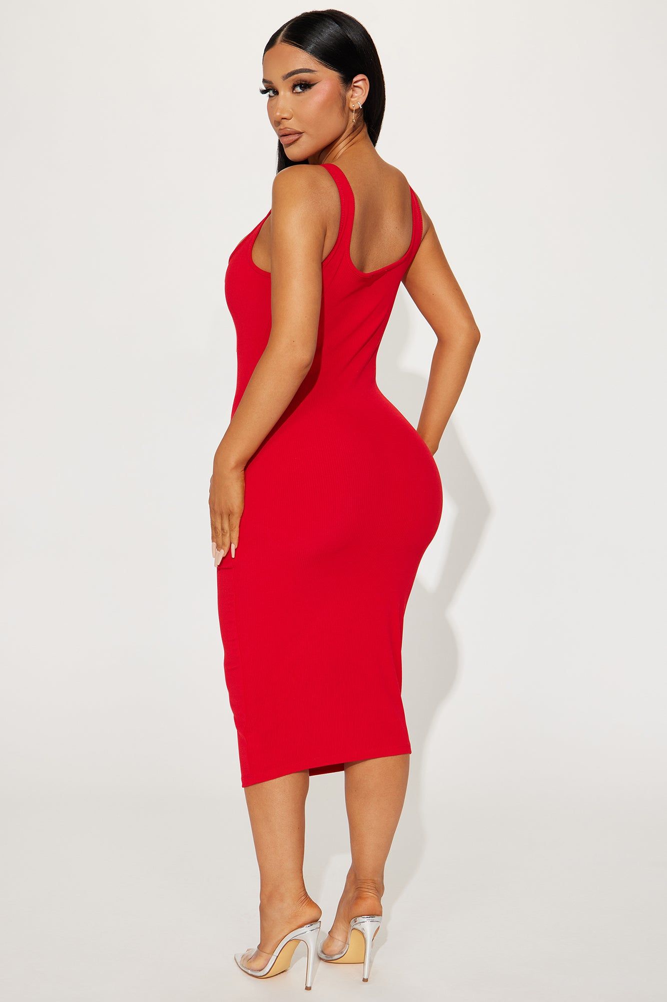 Gina Ribbed Midi Dress - Red sold by Fashion Nova product image thumbnail 3
