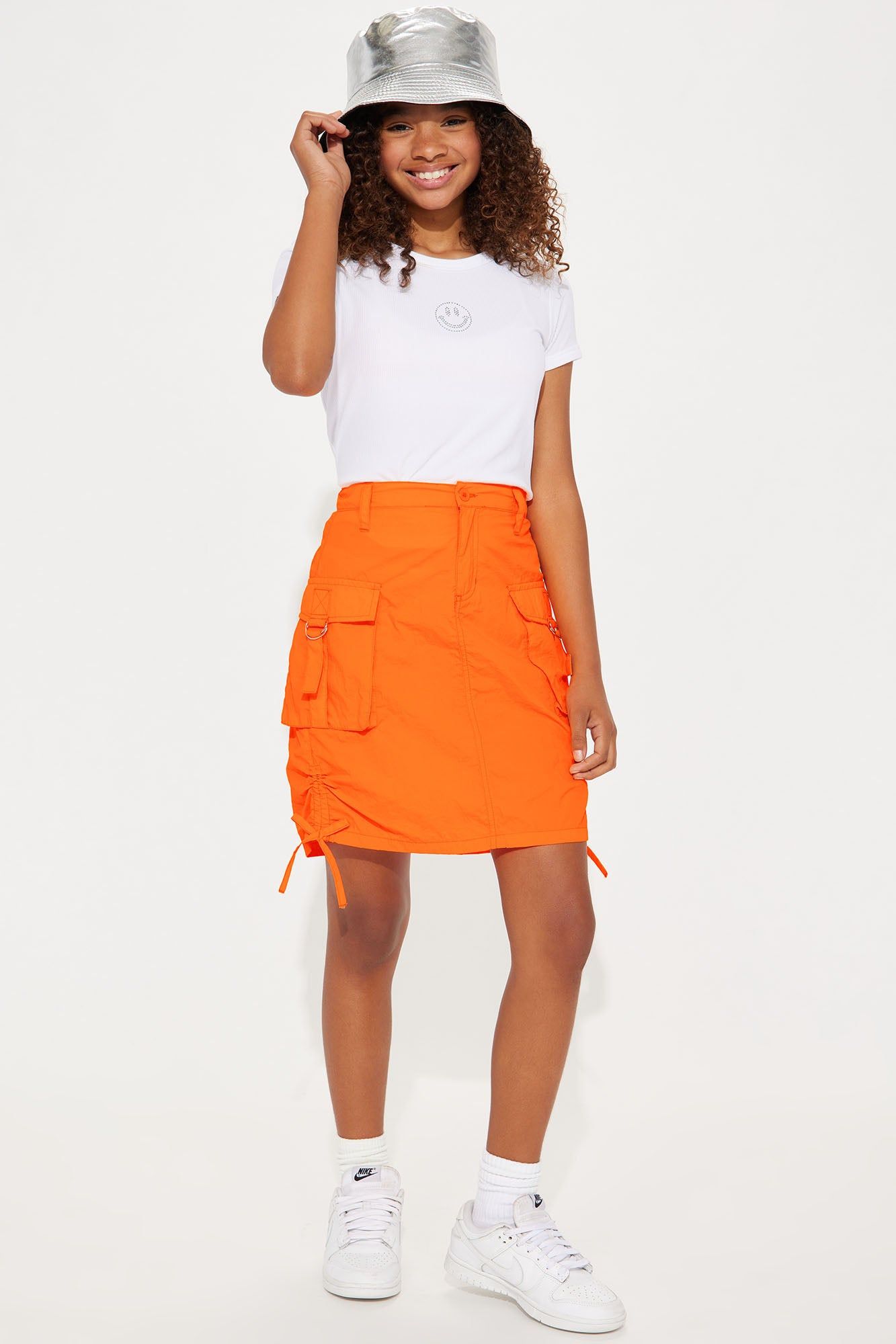 Mini Nylon Mini Cargo Skirt - Orange sold by Fashion Nova