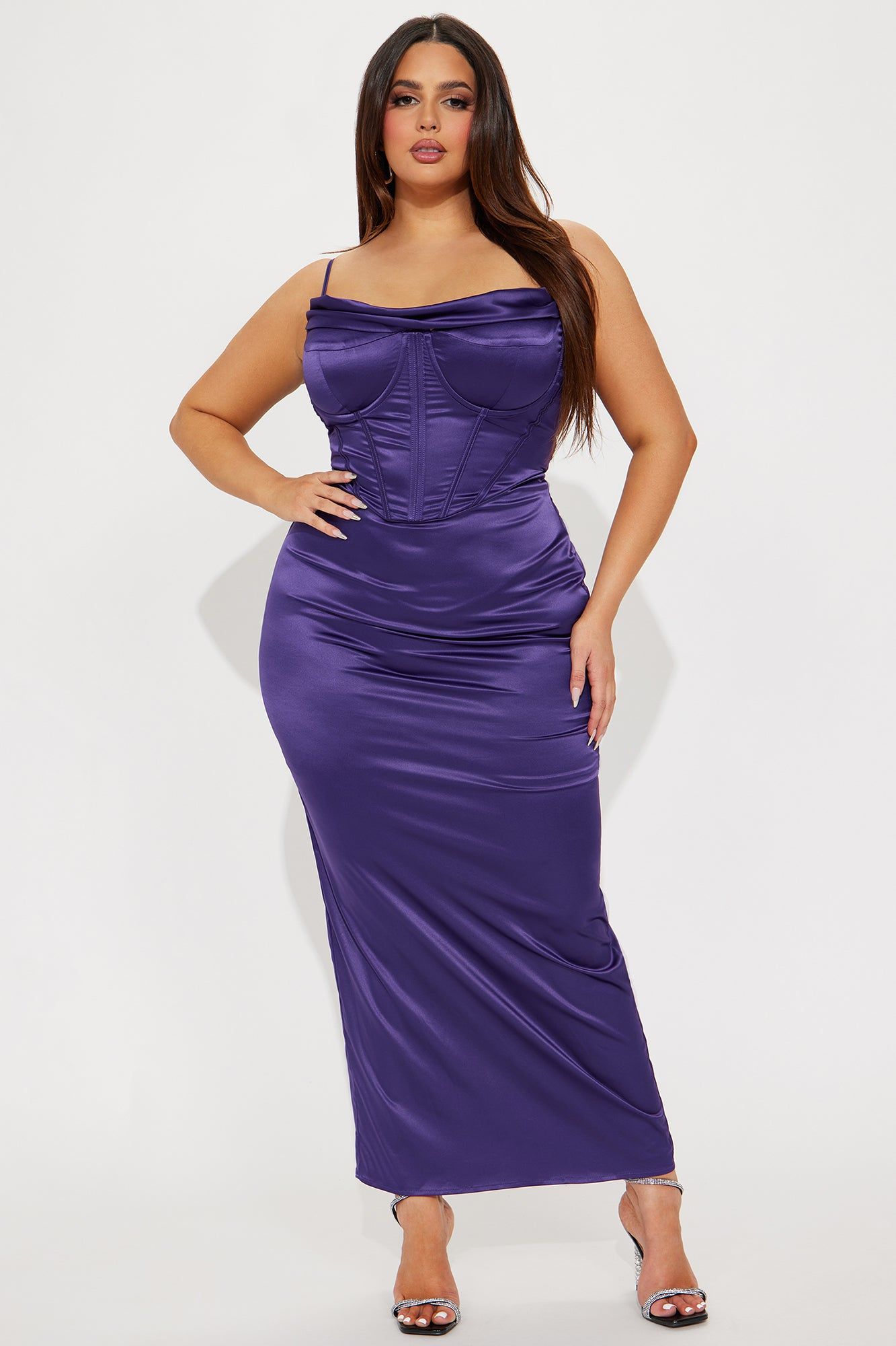 Violet Satin Gown - Purple sold by Fashion Nova product image thumbnail 4