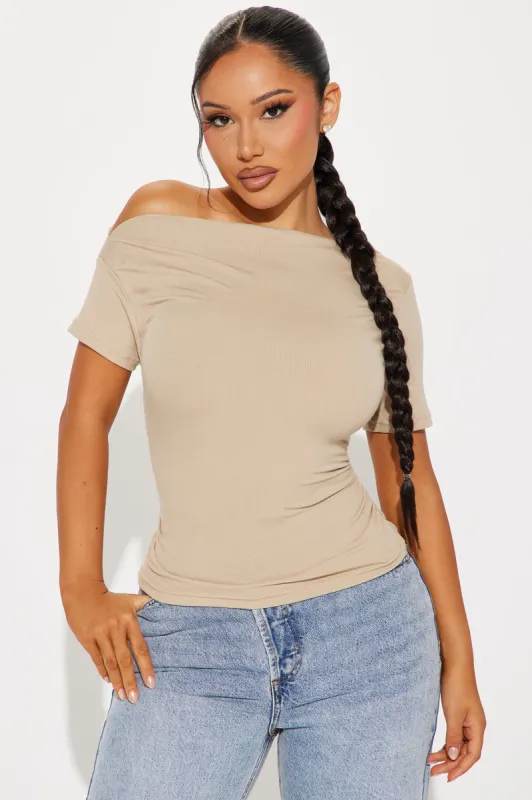 Don't Mind Me One Shoulder Top - Taupe sold by Fashion Nova