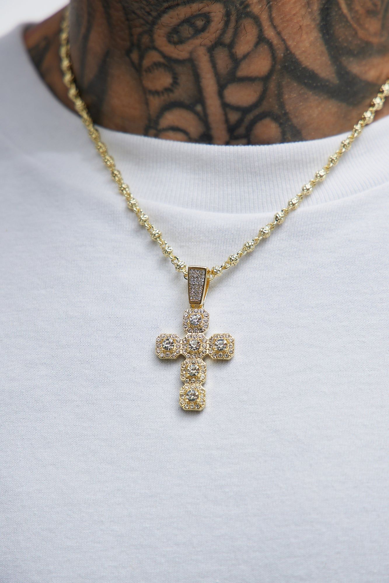 Iced Cluster Cross Necklace - Gold sold by Fashion Nova product image thumbnail 2
