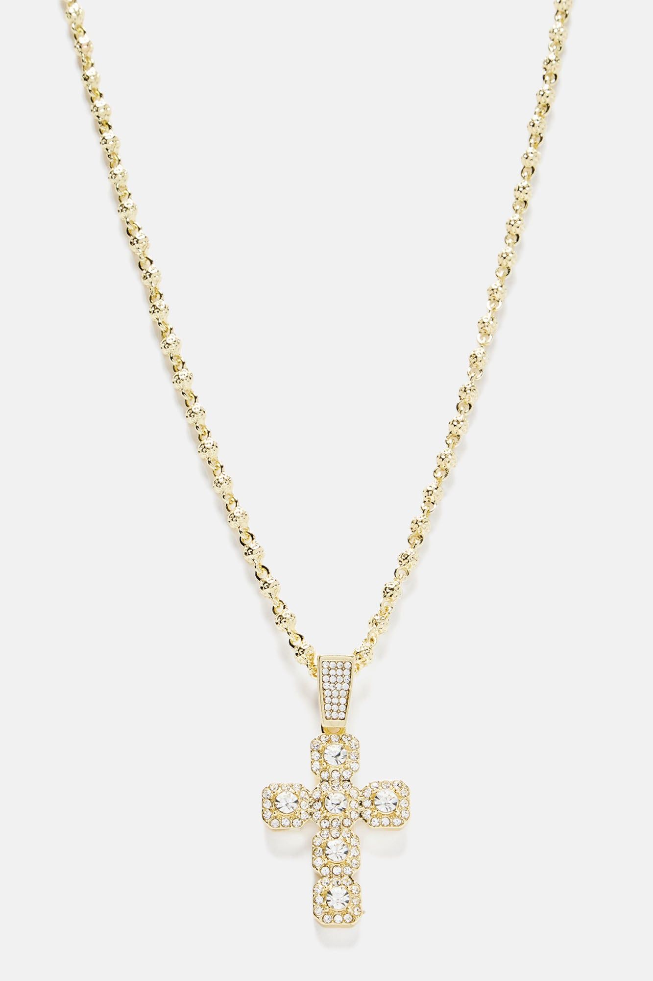 Iced Cluster Cross Necklace - Gold sold by Fashion Nova product image thumbnail 3