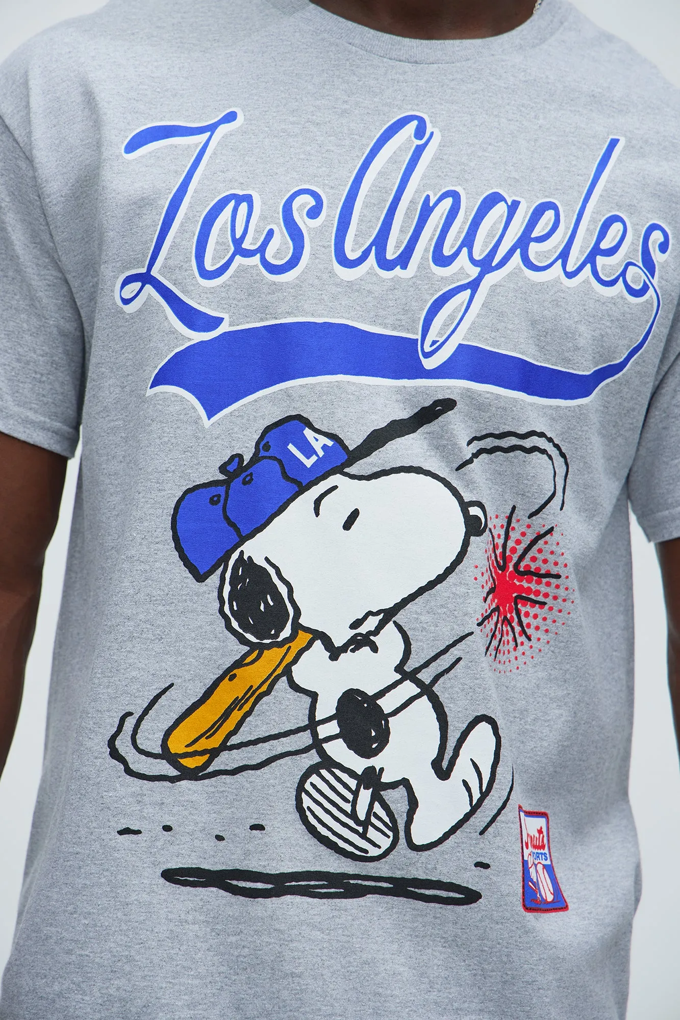 Peanuts LA Baseball Short Sleeve Tee - Heather Grey sold by Fashion Nova product image thumbnail 2