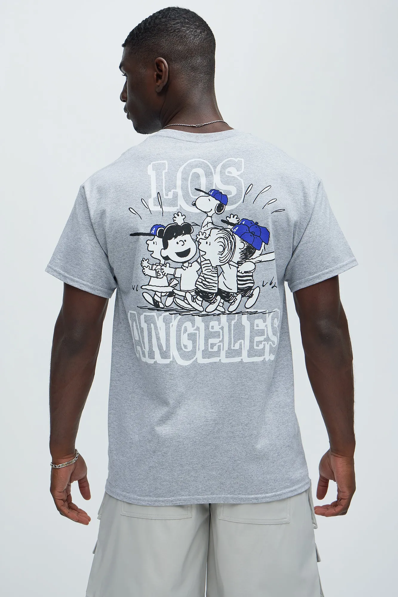 Peanuts LA Baseball Short Sleeve Tee - Heather Grey sold by Fashion Nova product image thumbnail 4
