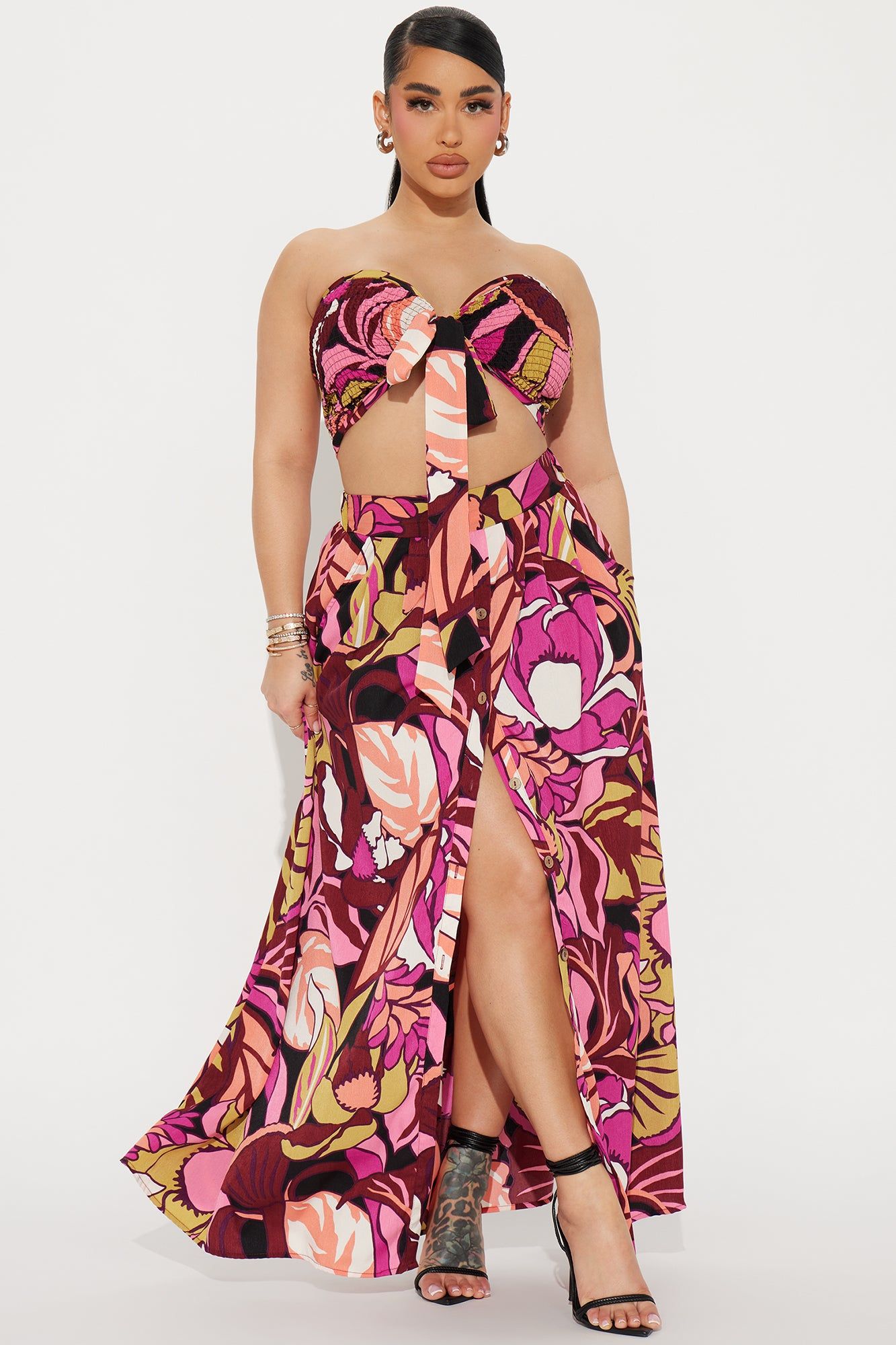 Feeling Flirty Skirt Set - Fuchsia/combo sold by Fashion Nova