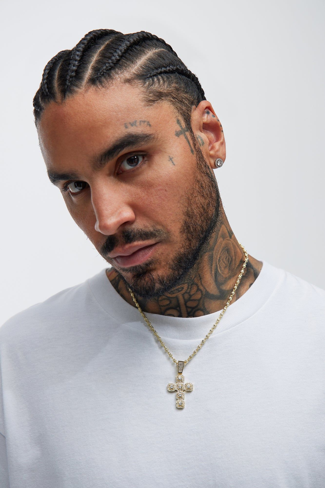 Iced Cluster Cross Necklace - Gold sold by Fashion Nova