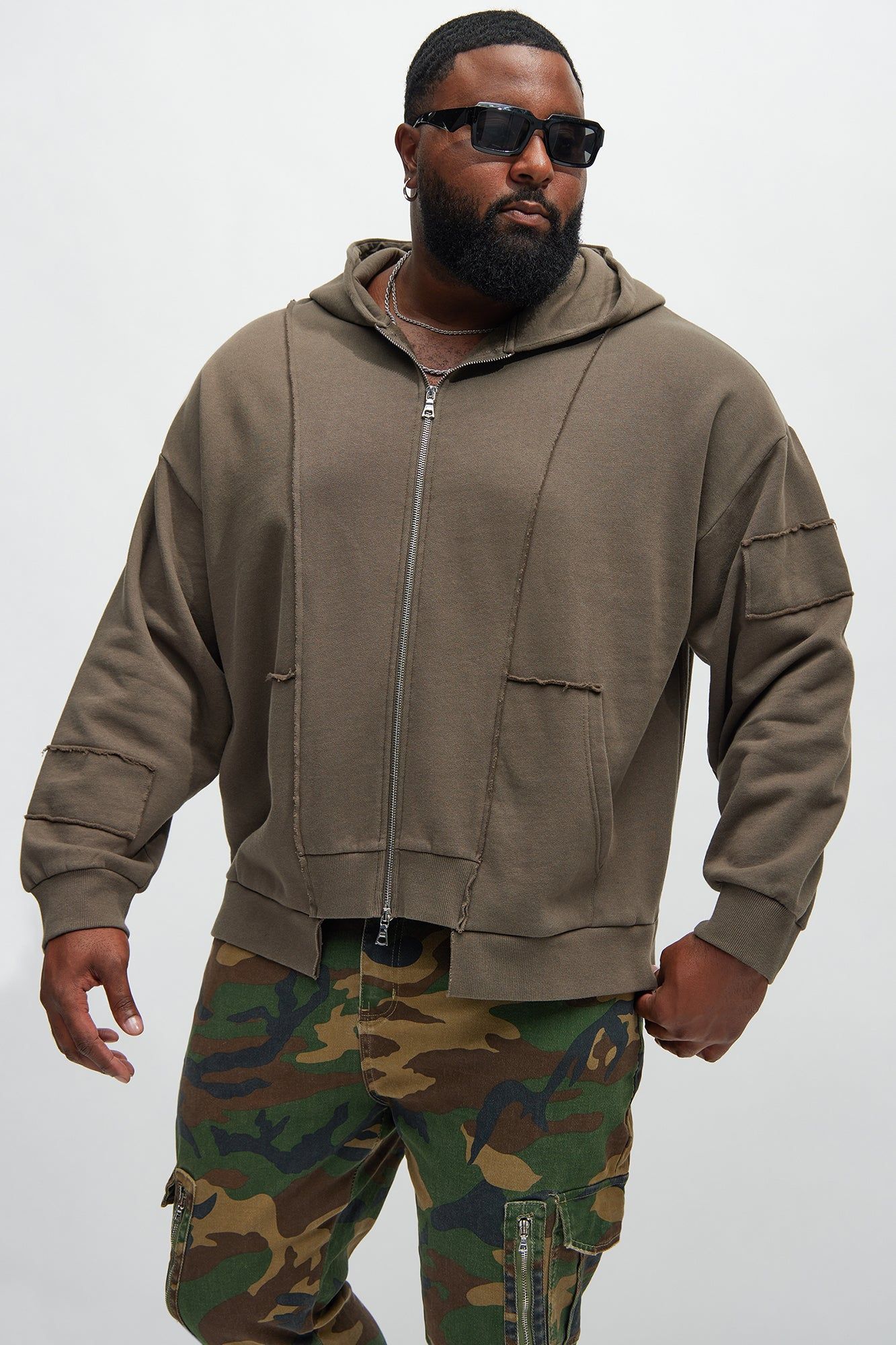 Tyson Panel Zip Up Hoodie - Brown sold by Fashion Nova product image thumbnail 5