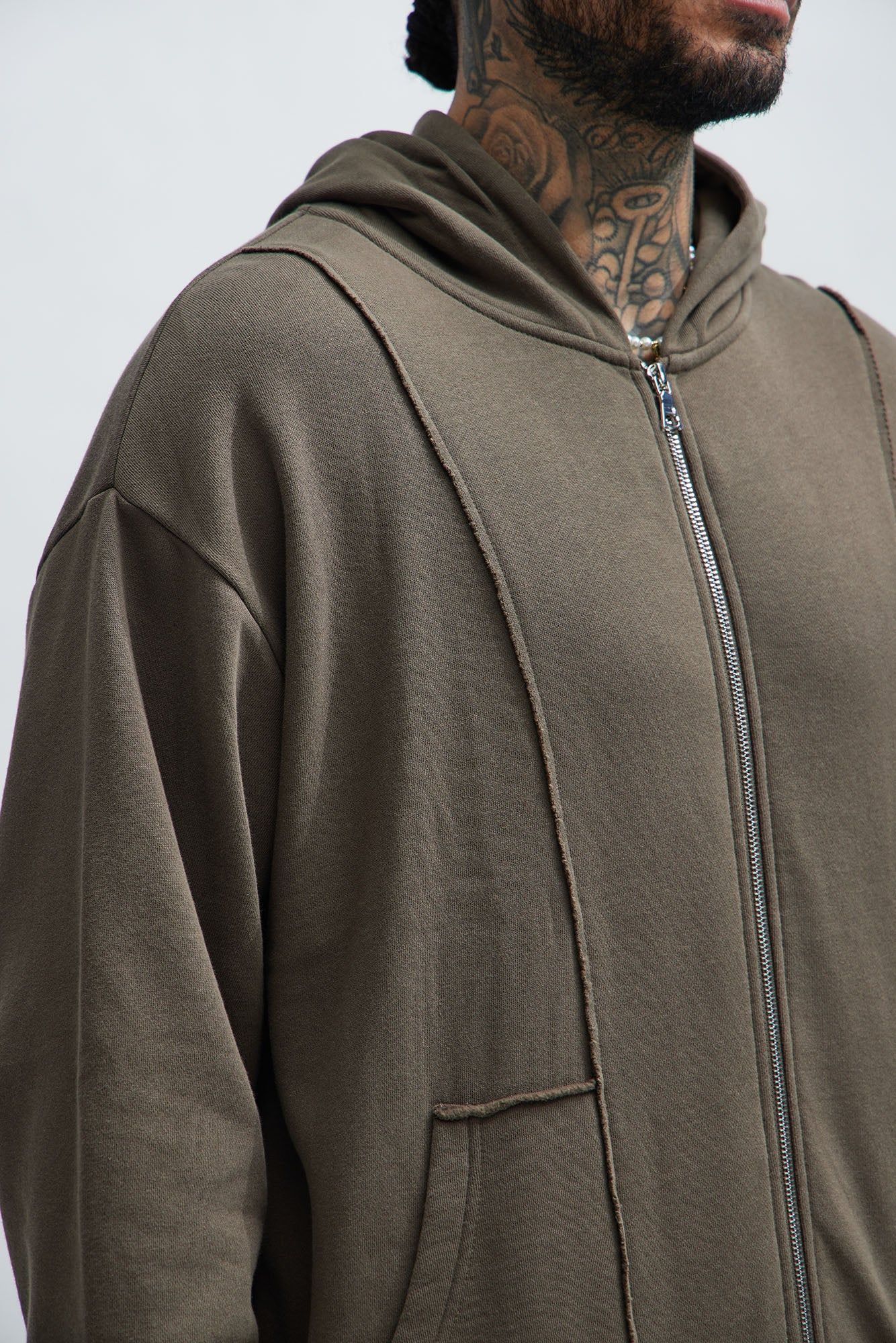 Tyson Panel Zip Up Hoodie - Brown sold by Fashion Nova product image thumbnail 3