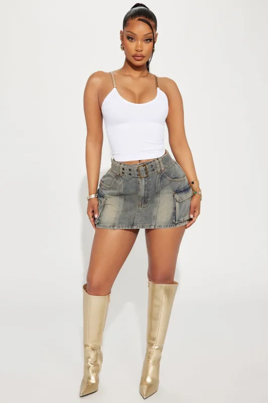Rescue Me Denim Cargo Mini Skirt - Medium Wash sold by Fashion Nova